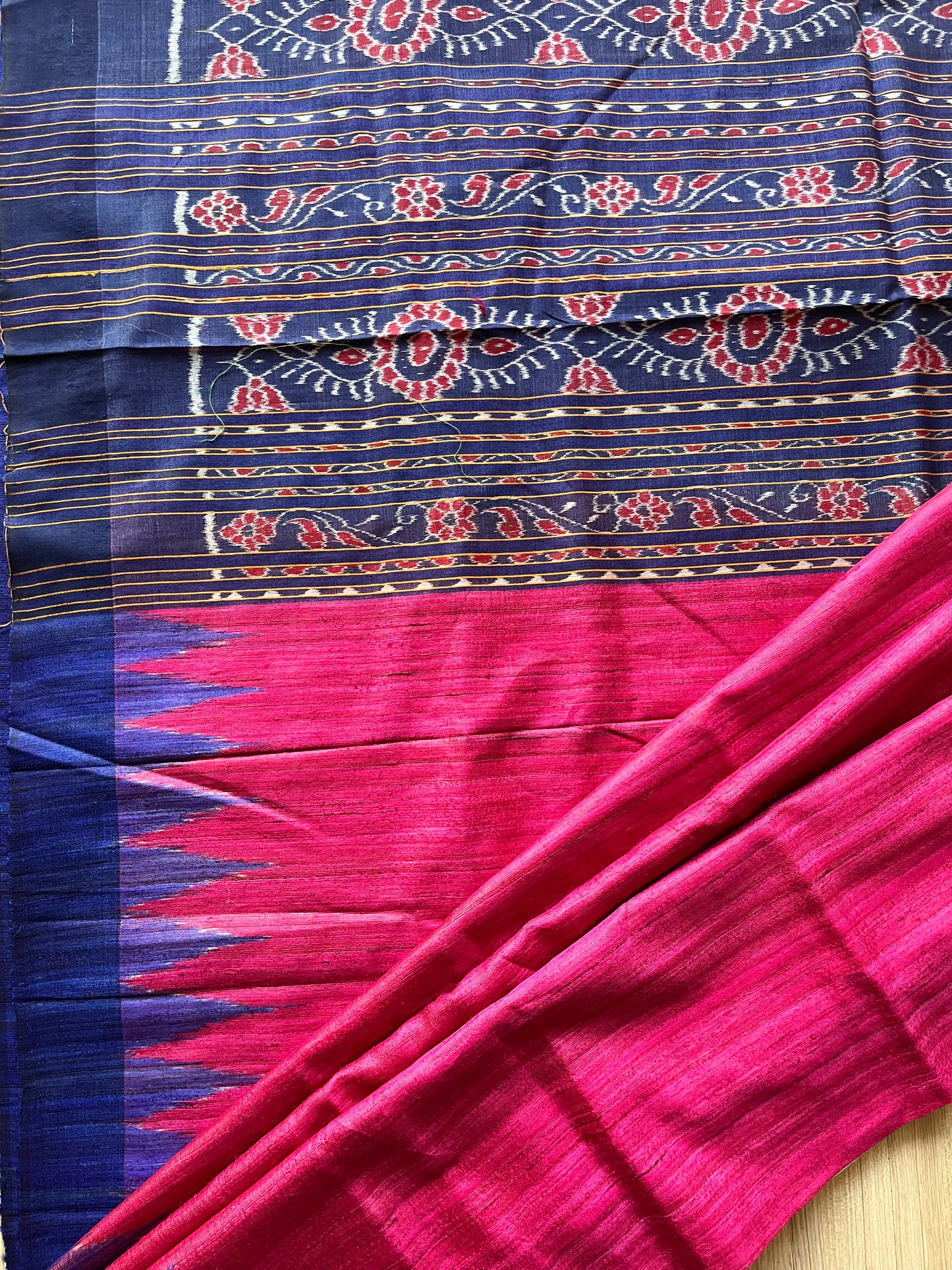 Pink and Blue Gopalpur Tussar Saree