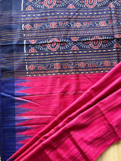 Pink and Blue Gopalpur Tussar Saree