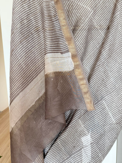 Slate Grey Shibori Cotton Silk Saree
