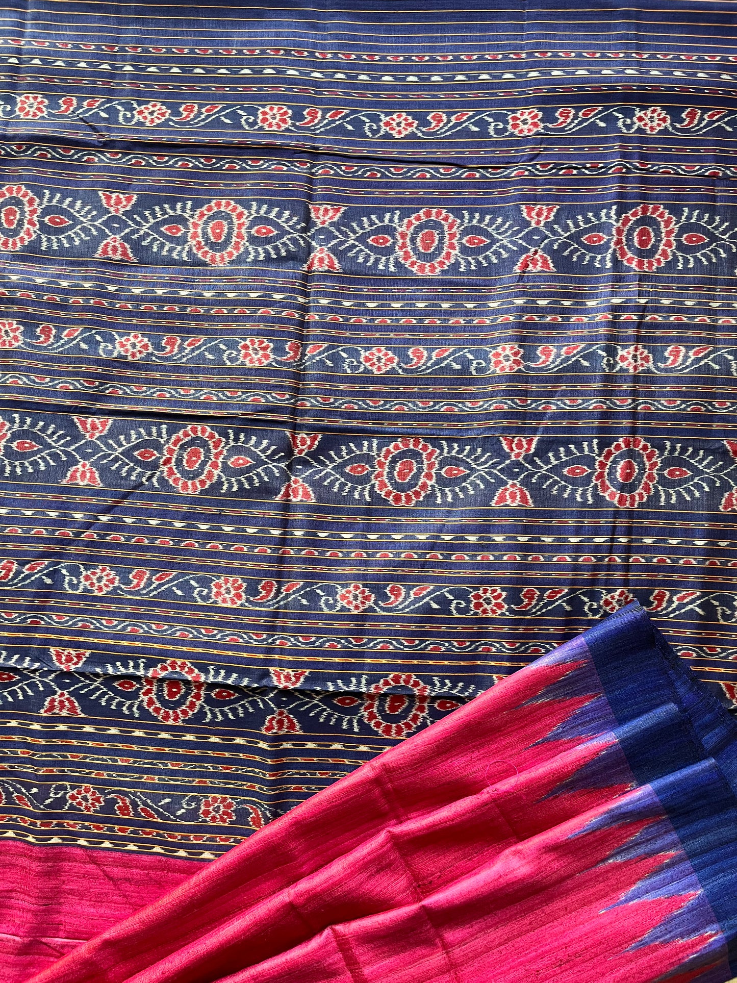 Pink and Blue Gopalpur Tussar Saree