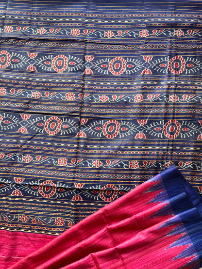 Pink and Blue Gopalpur Tussar Saree