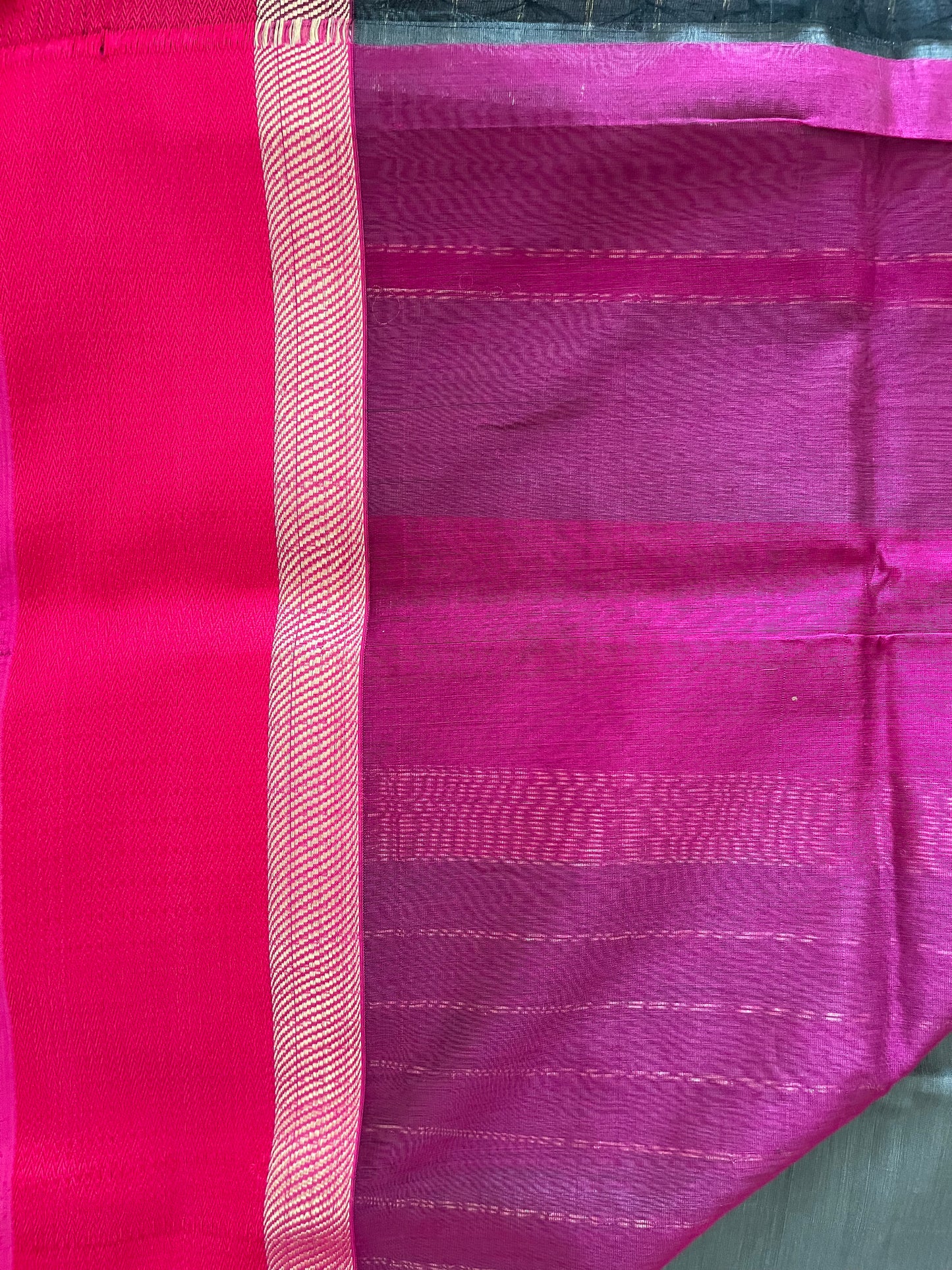Grey Maheshwari Saree with Ganga Jamuna Resham Borders