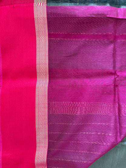 Grey Maheshwari Saree with Ganga Jamuna Resham Borders