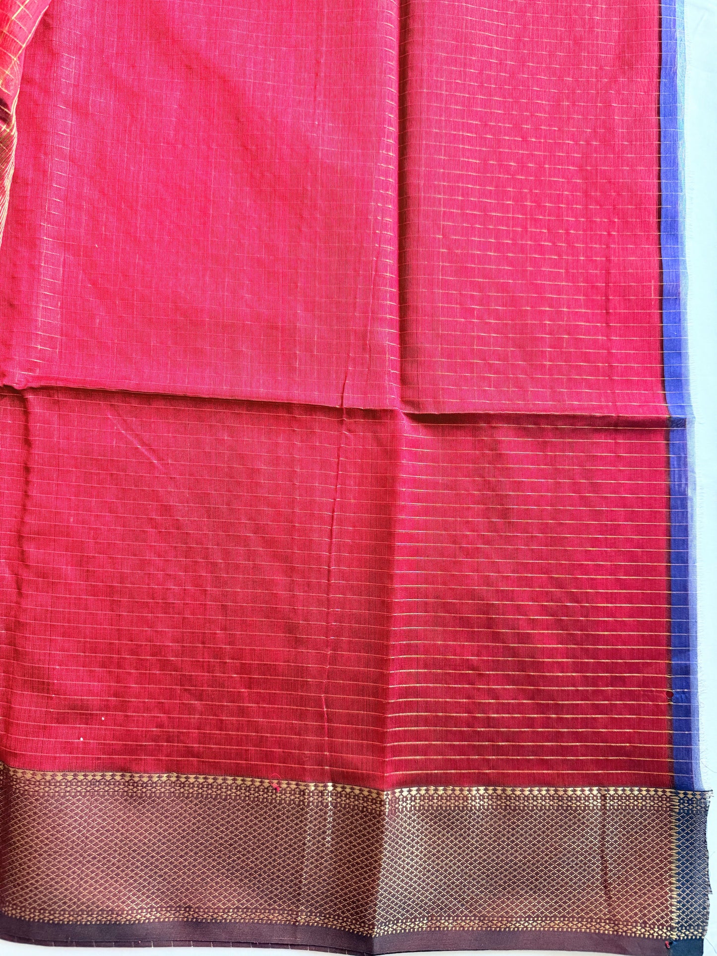 Maroon and Gold Checks Maheshwari Saree