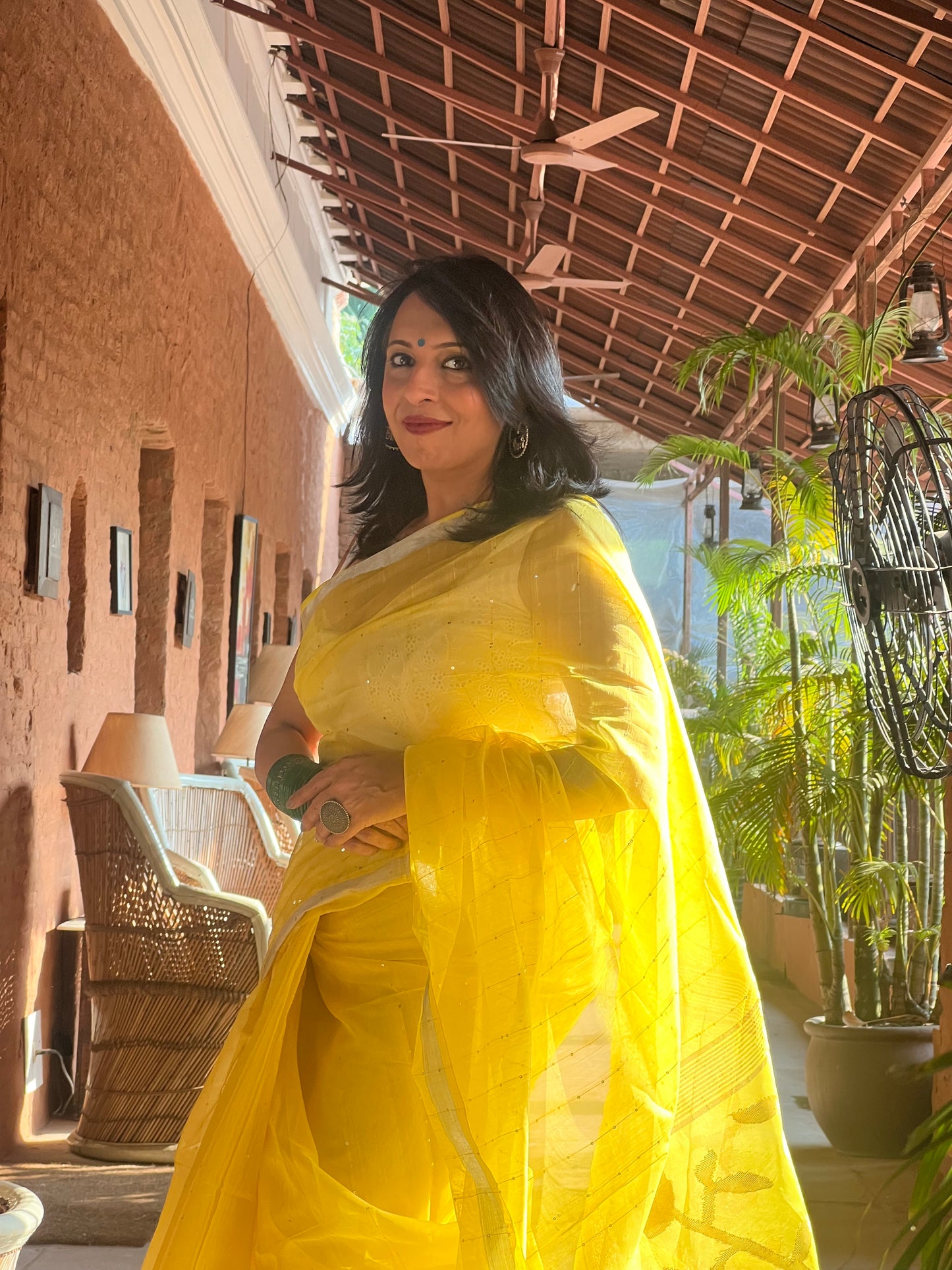 Sunshine Yellow Silk Jamdani