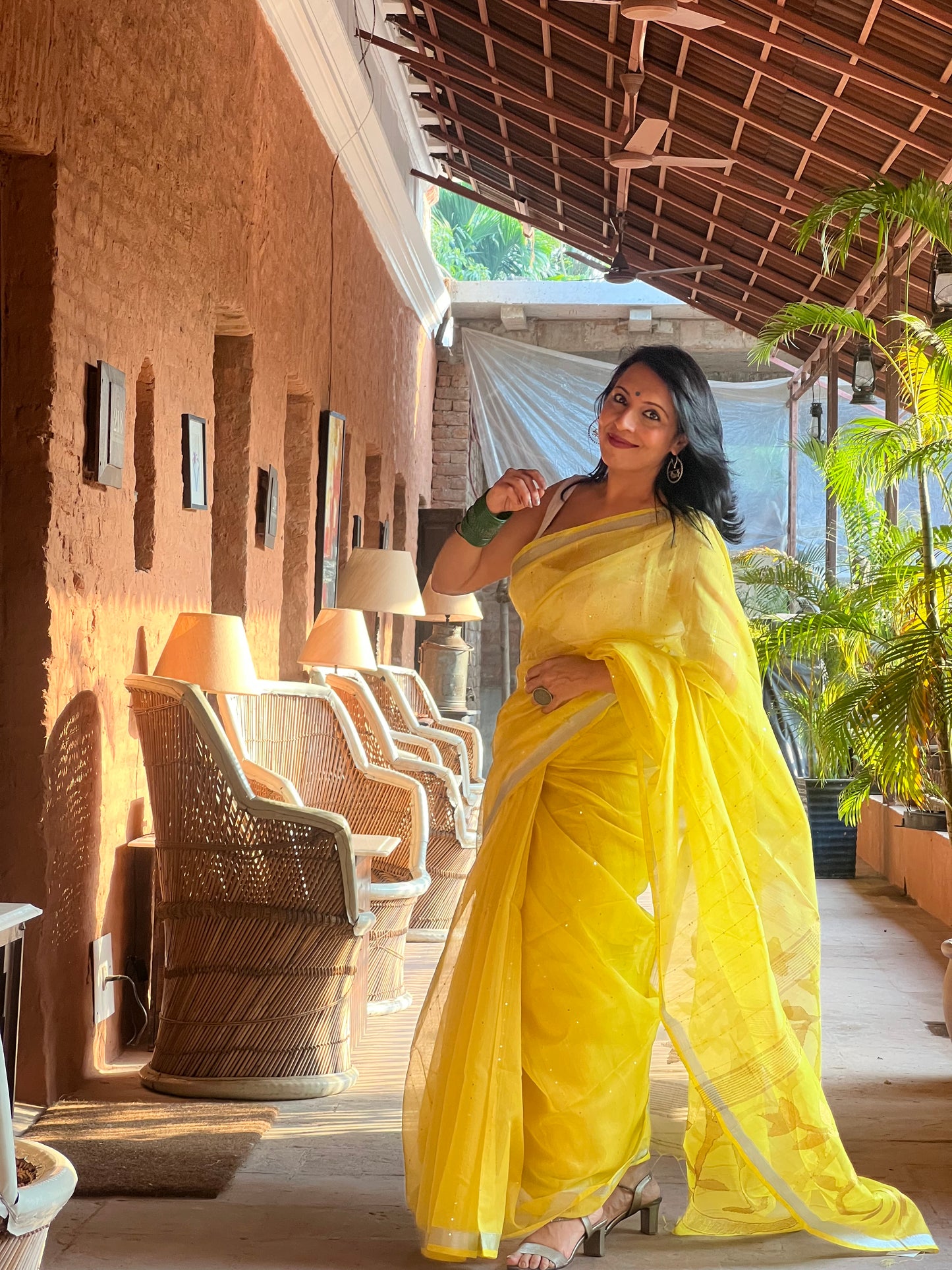 Sunshine Yellow Silk Jamdani