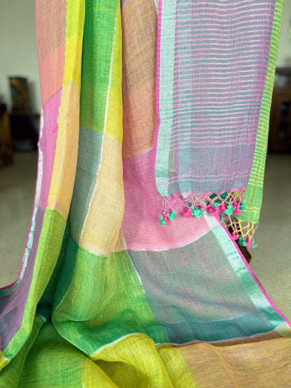 Summer Sorbet Linen Check Saree