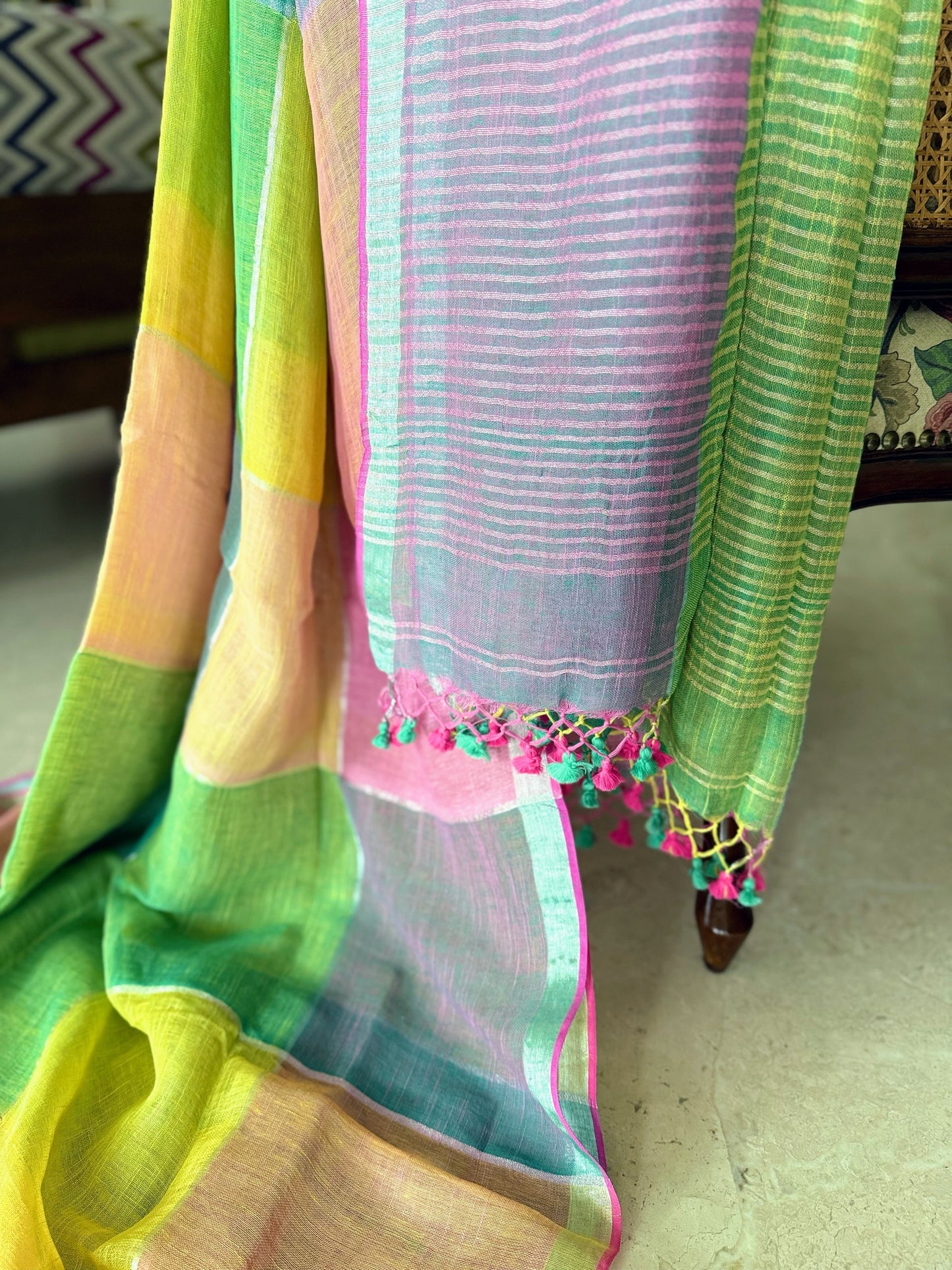 Summer Sorbet Linen Check Saree