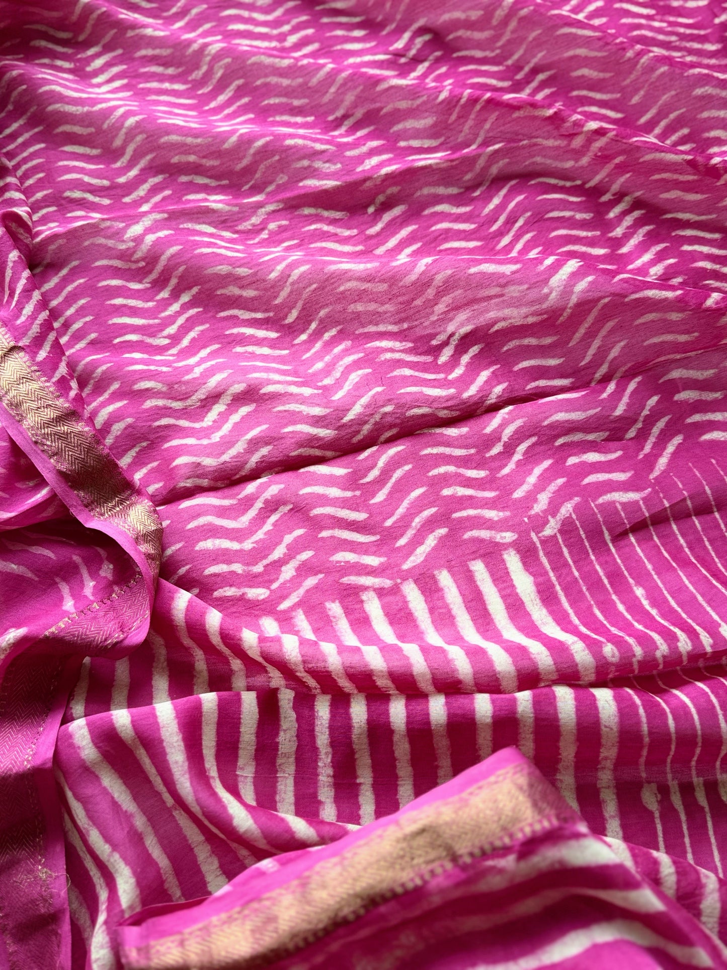 Festive Pink Shibori Cotton Silk Saree