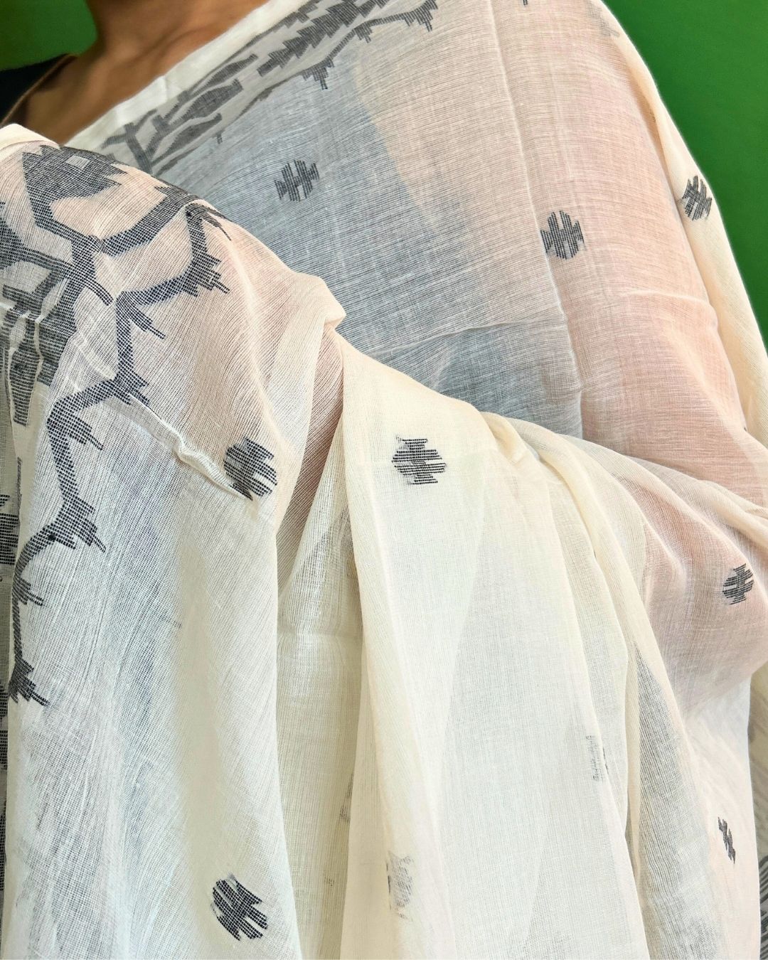 Black and White Cotton Jamdani