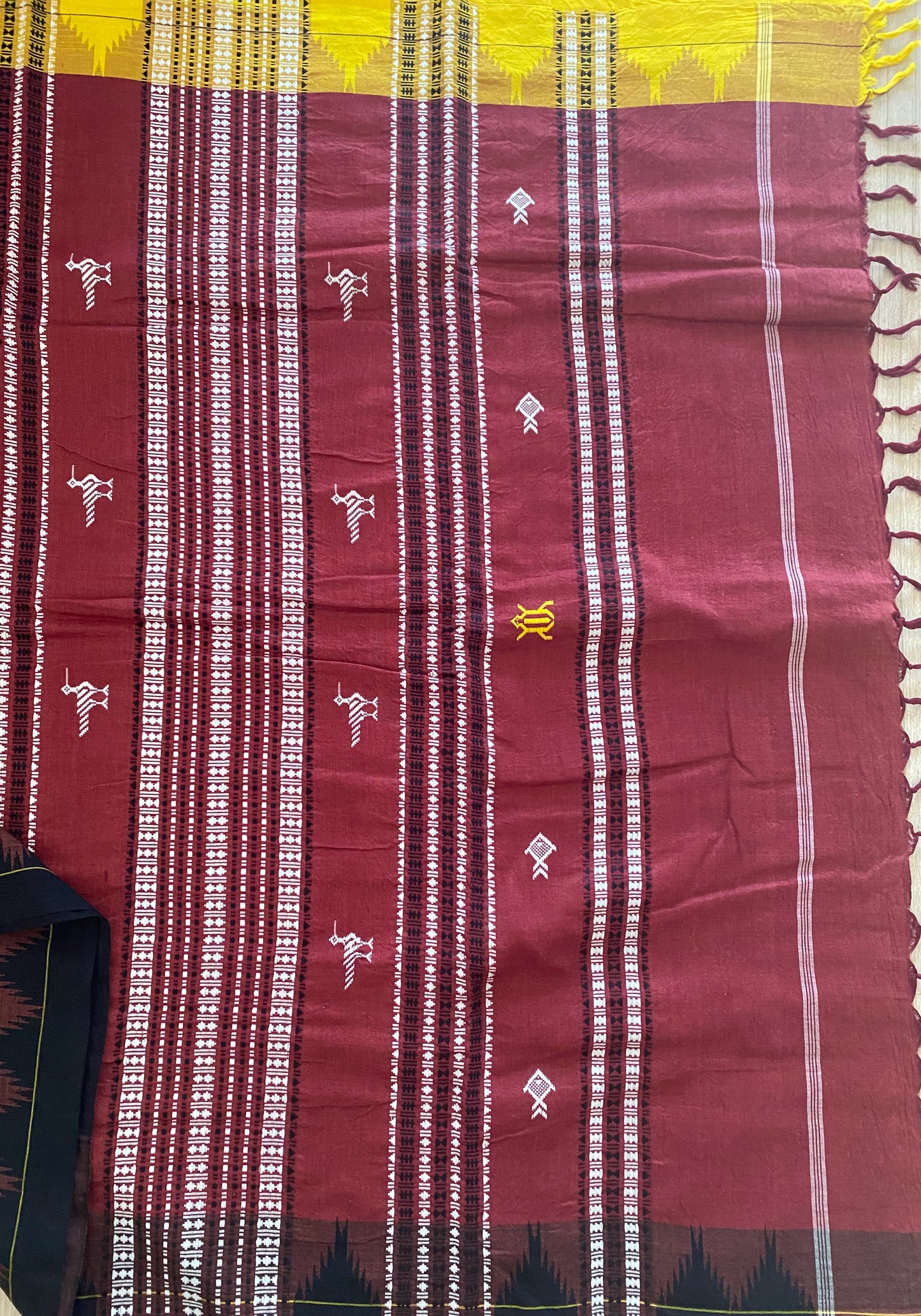 Red Kotpad Saree with Ganga Jamuna Borders