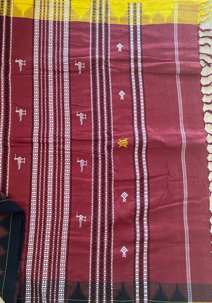 Red Kotpad Saree with Ganga Jamuna Borders