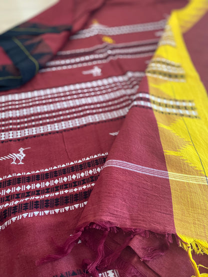 Red Kotpad Saree with Ganga Jamuna Borders