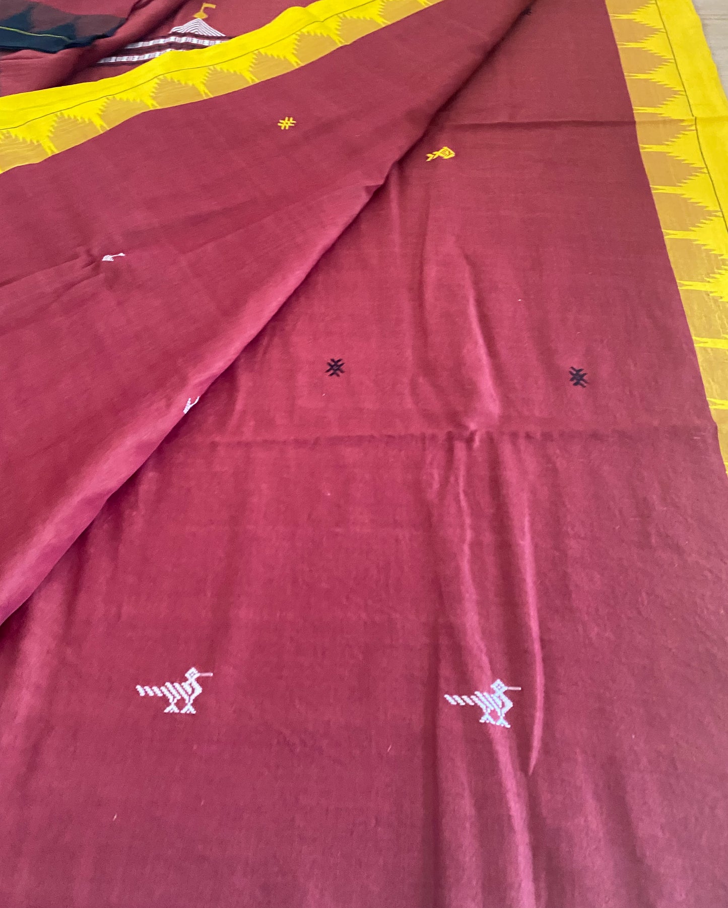 Red Kotpad Saree with Ganga Jamuna Borders
