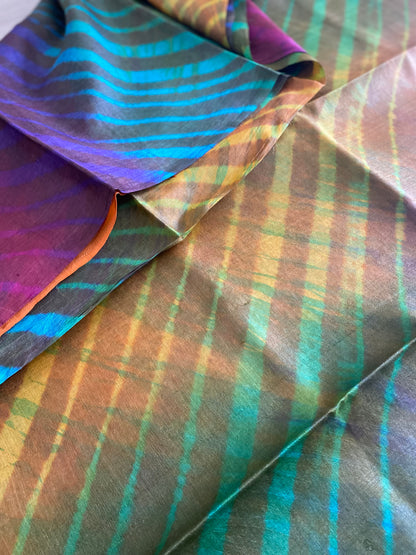 Jaggery Brown Leheriya Saree on Tussar Silk