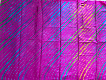 Fuchsia Leheriya Saree on Tussar Silk