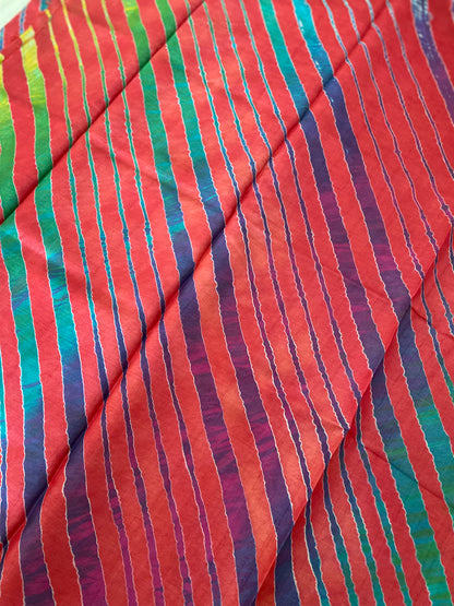 Red Leheriya Saree on Tussar Silk