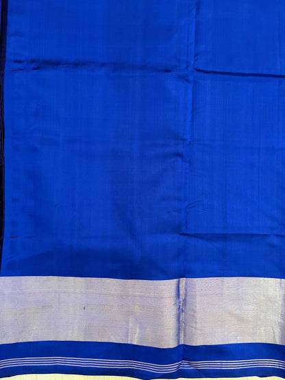 Magnetic Blue Rajkot Patola Single Ikat Mulberry Silk Saree