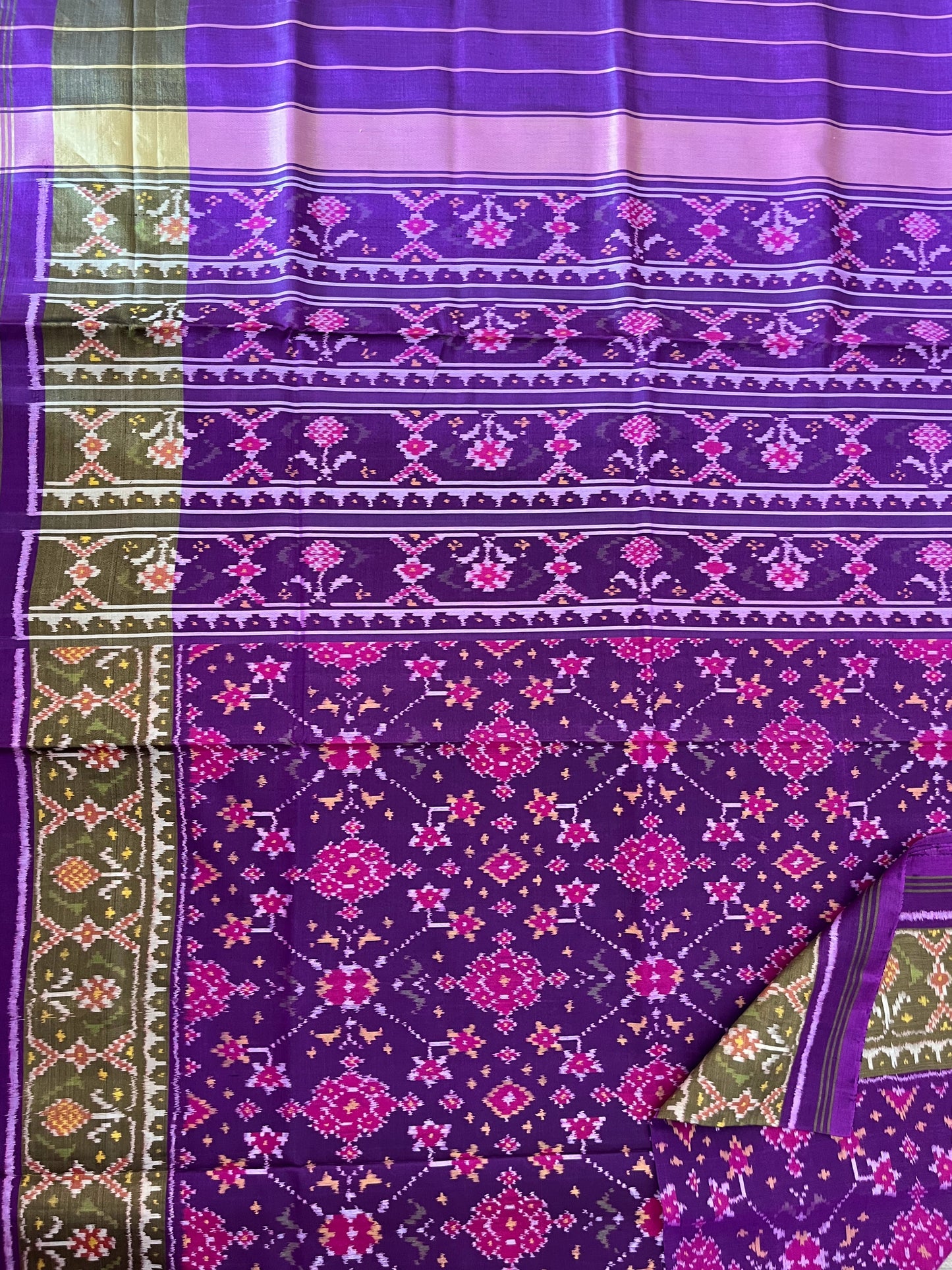 Deep Purple Rajkot Single Ikat Patola Mulberry Silk Saree