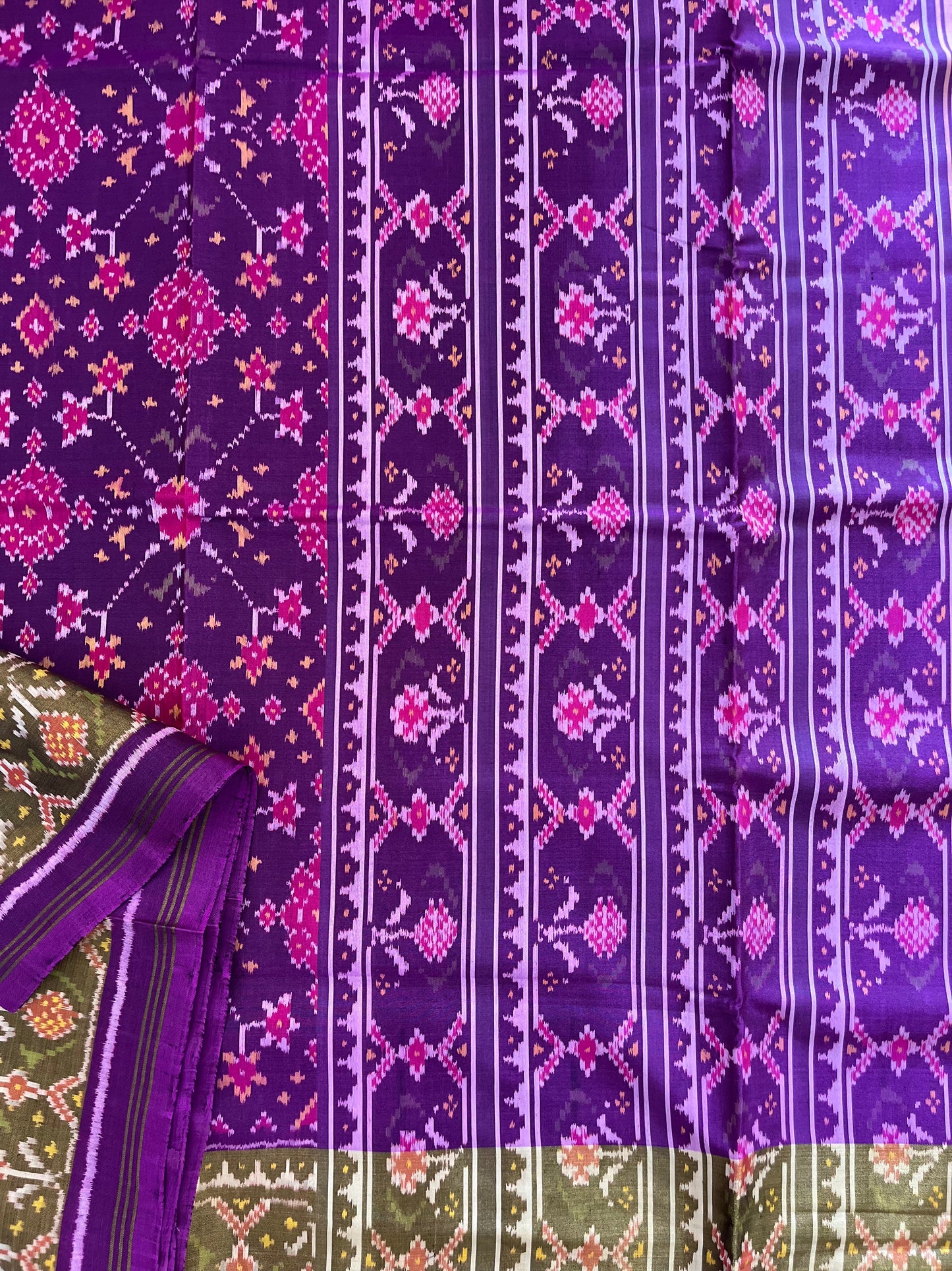 Deep Purple Rajkot Single Ikat Patola Mulberry Silk Saree