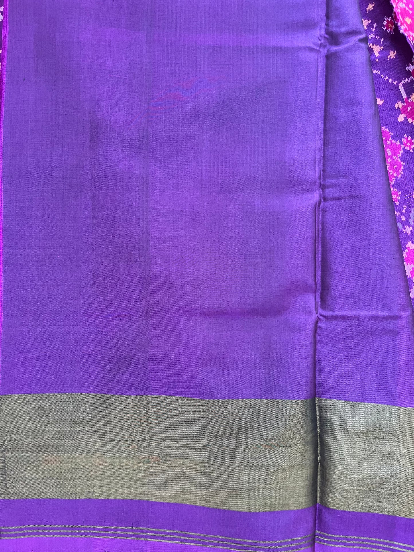 Deep Purple Rajkot Single Ikat Patola Mulberry Silk Saree