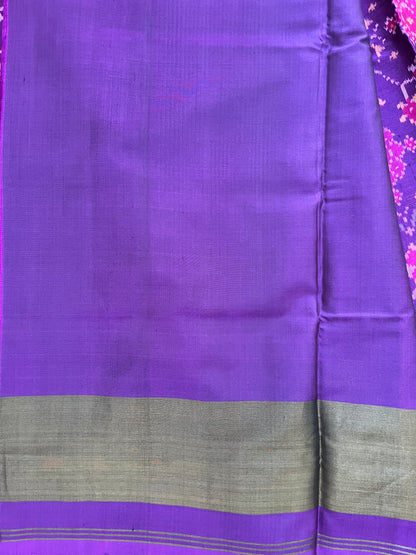 Deep Purple Rajkot Single Ikat Patola Mulberry Silk Saree