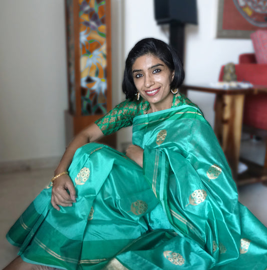 Sea Green Chanderi Silk Saree