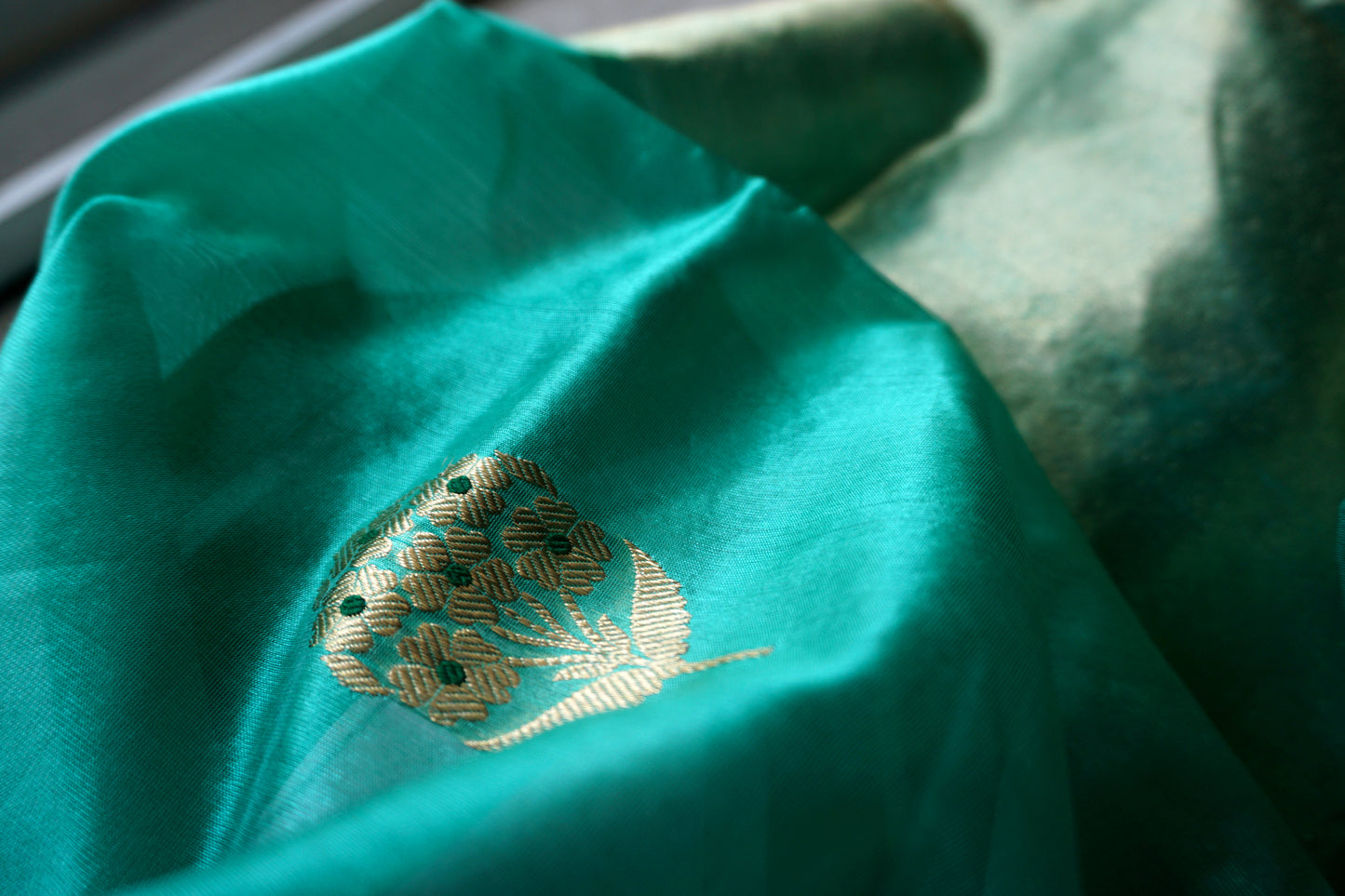 Sea Green Chanderi Silk Saree