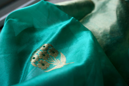 Sea Green Chanderi Silk Saree